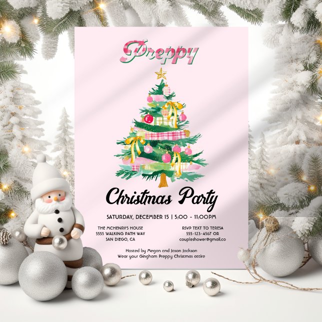 Preppy Christmas Tree Party Invitation (Creator Uploaded)
