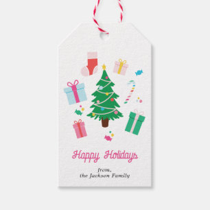 Preppy Christmas Tree Personalised Holiday Gift Tags