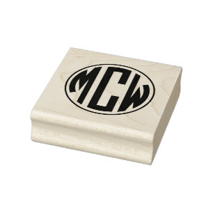 Preppy Circle Monogram 3 Initial 1X Framed Rubber Stamp