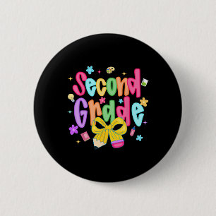Preppy Ck To School 2nd Grade Coquette Bow Girls K 6 Cm Round Badge