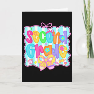 Preppy Ck To School 2nd Grade Coquette Bow Girls K Card