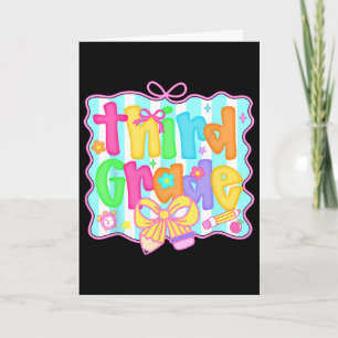 Preppy Ck To School 3rd Grade Coquette Bow Girls K Card
