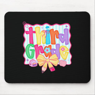 Preppy Ck To School 3rd Grade Coquette Bow Girls K Mouse Pad