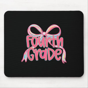 Preppy Ck To School 4th Grade Pink Coquette Bow Gi Mouse Pad