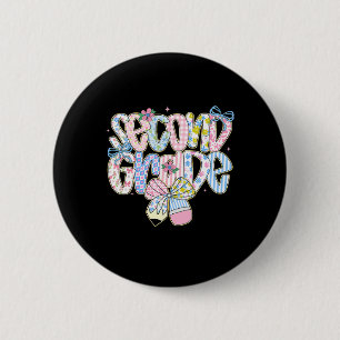 Preppy Ck To School Floral 2nd Grade Coquette Girl 6 Cm Round Badge