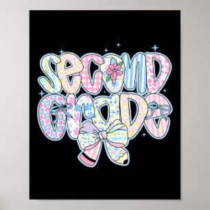 Preppy Ck To School Floral 2nd Grade Coquette Girl Poster