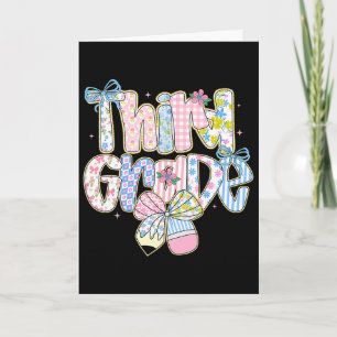 Preppy Ck To School Floral 3rd Grade Coquette Girl Card