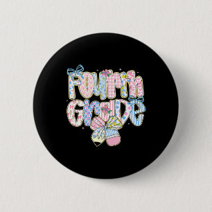 Preppy Ck To School Floral 4th Grade Coquette Girl 6 Cm Round Badge