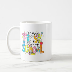 Preppy Ck To School Happy First Day Of School Retr Coffee Mug