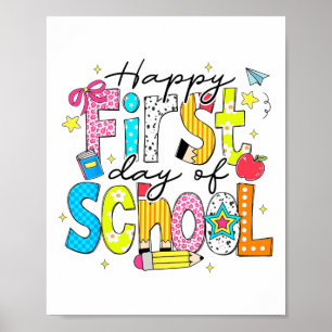 Preppy Ck To School Happy First Day Of School Retr Poster