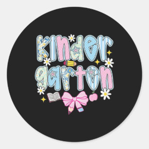 Preppy Ck To School Pink Coquette Floral Cute Kind Classic Round Sticker