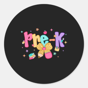 Preppy Ck To School Pre-k Cute Coquette Bow Girls Classic Round Sticker