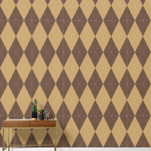 Preppy Classic Argyle Chocolate Brown & Khaki Wallpaper