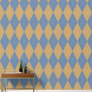 Preppy Classic Argyle Smoke Blue & Khaki Wallpaper