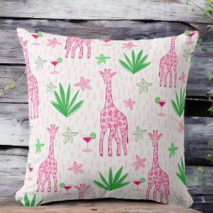 Preppy Classic Giraffes and Cosmopolitans Jungle  Cushion