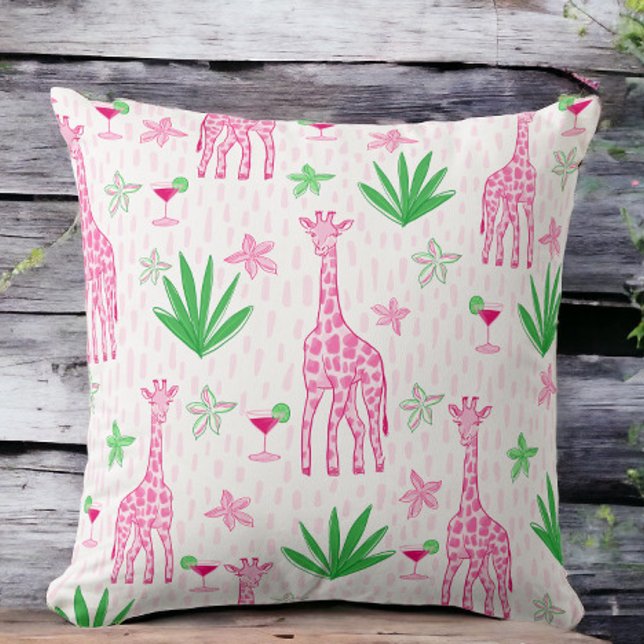 Preppy Classic Giraffes and Cosmopolitans Jungle  Cushion (Creator Uploaded)