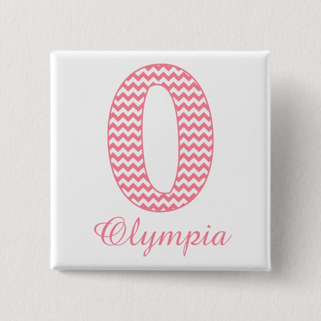 Preppy Classic Pink Chevron Letter O Monogram 15 Cm Square Badge (Front)