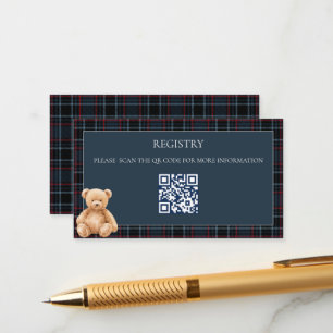 Preppy Classic Teddy Bear Baby Shower Enclosure Card