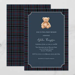 Preppy Classic Teddy Bear Baby Shower Invitation