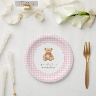 Preppy Classic Teddy Bear Baby Shower  Paper Plate