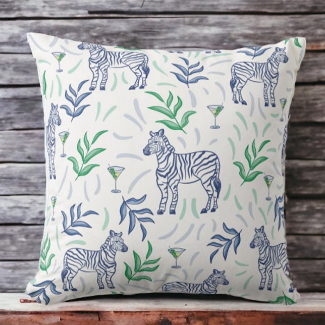 Preppy Classic Zebras and Martinis White  Cushion (Creator Uploaded)