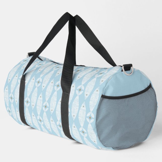 Preppy coastal blue fish duffle bag (Right Corner)