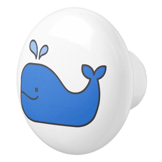 Preppy Coastal Blue Whale Ceramic Knob (Right)