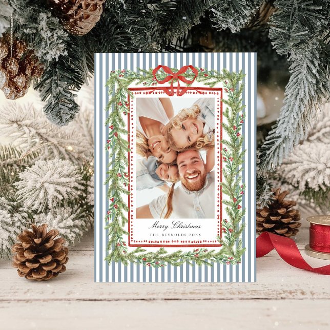 Preppy Coastal Bow Family Photo Christmas Holiday  (Creator Uploaded)