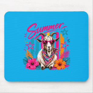 Preppy Coastal Goat Summer Striped Retro Graphic Mouse Pad