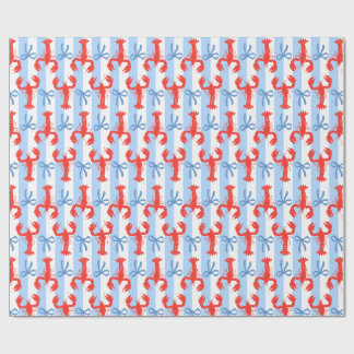 Preppy Coastal Lobster and Bows Wrapping Paper