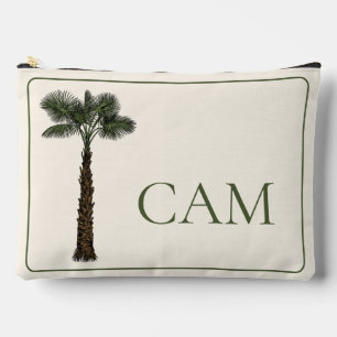 Preppy Coastal Palm Tree Monogram Accessory Pouch