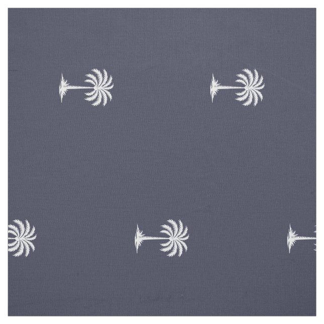 Preppy Coastal Palm Tree on Midnight Blue Fabric (Swatch)