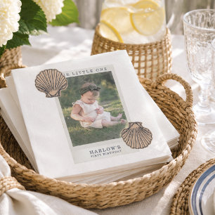 Preppy Coastal Shell First Birthday Napkin
