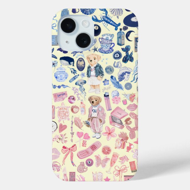 Preppy Collage, Trendy Summer Collage Phone case (Back)