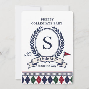 Preppy Collegiate Monogram Baby Shower Invitation