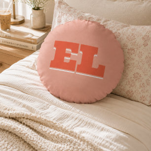 Preppy Collegiate Monogram Round Cushion