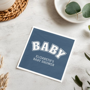 Preppy Collegiate Varsity Navy Baby Shower Napkin
