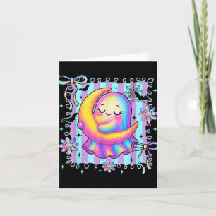 Preppy Colourful Coquette Bow Ghost Boo Girl Spook Card