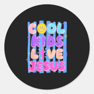 Preppy cool kids love jesus stripes christian classic round sticker