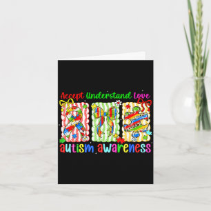 Preppy coquette bow autism awareness accept card