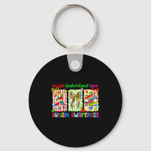 Preppy coquette bow autism awareness accept key ring