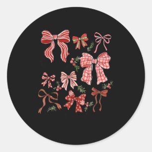 Preppy Coquette Bow Deck The Halls With Bows And H Classic Round Sticker