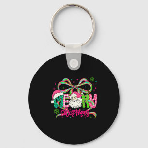 Preppy Coquette Bow Merry Christmas Santa Xmas Fam Key Ring