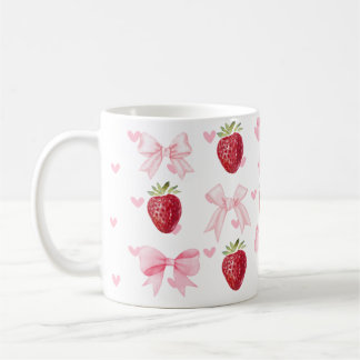 Preppy Coquette Bow Mug Strawberry Pink Girly