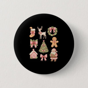 Preppy Coquette Bow Nk Christmas Tree Santa Ginger 6 Cm Round Badge