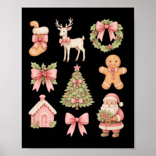 Preppy Coquette Bow Nk Christmas Tree Santa Ginger Poster