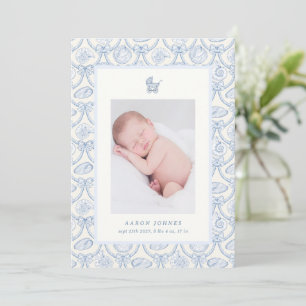 Preppy Coquette Coastal Baby Birth Announcement