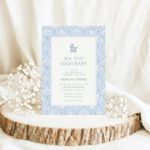 Preppy Coquette Coastal Baby Shower Invitation