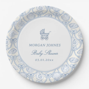 Preppy Coquette Coastal Baby Shower  Paper Plate