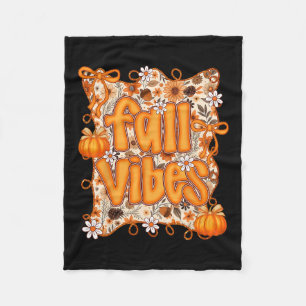 Preppy Coquette Fall Vibes Floral Pumpkin Autumn C Fleece Blanket